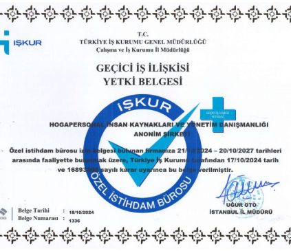 Geçici iş ilişkisi yetki belgesi